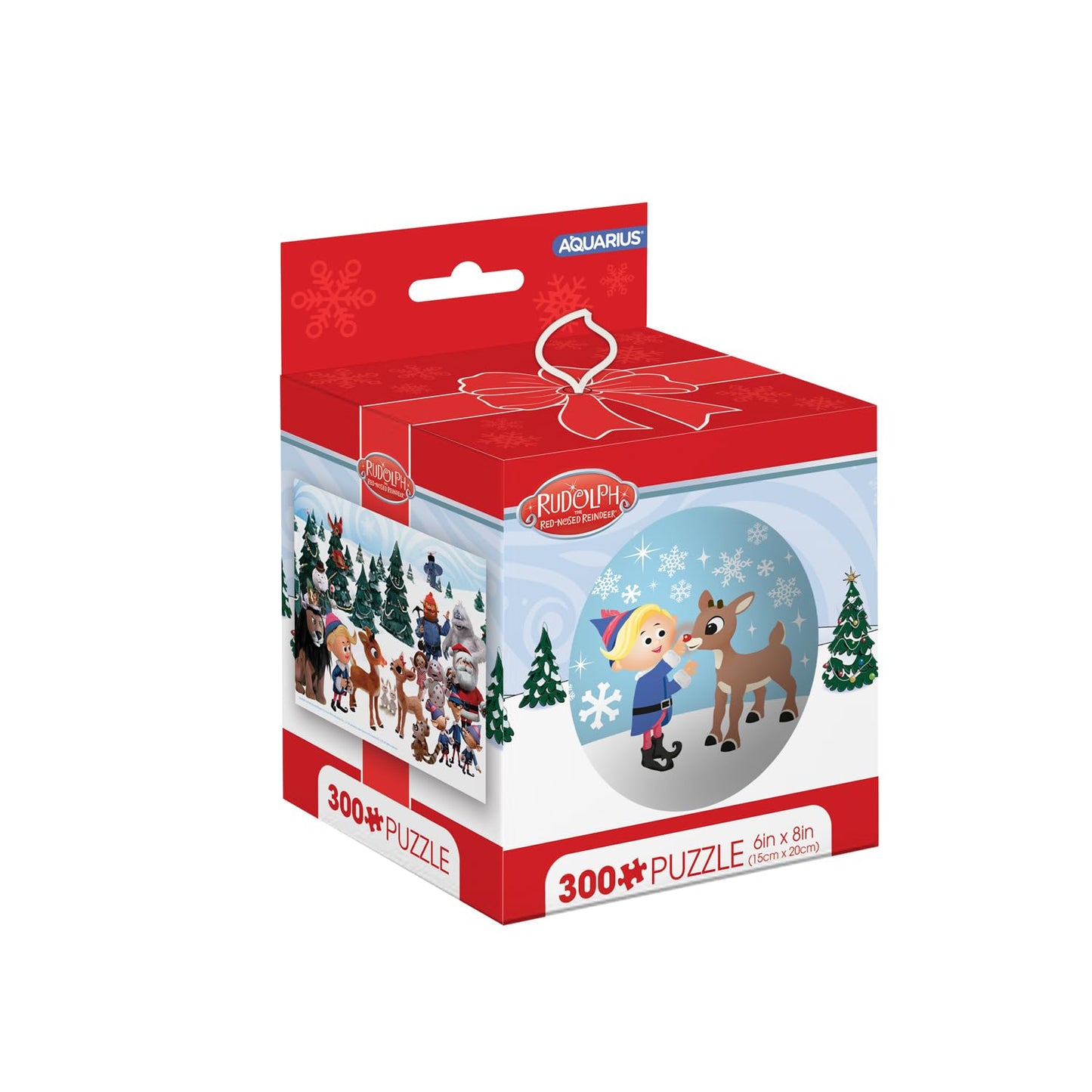 AQUARIUS Rudolph 300 Piece Micro Puzzle in Tin Globe Ornament – The Red Nosed Reindeer Christmas Puzzles Stocking Stuffer 6"x8" Collectible Gifts