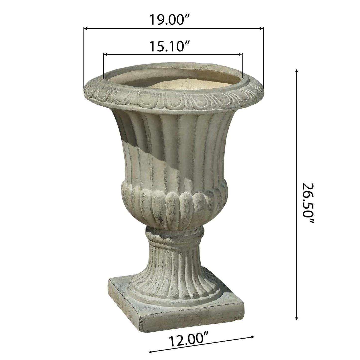 Gubaiao 26" Large Urn Planters for Outdoor Plants - Versatile Indoor/Outdoor Garden Planter Urns Flower Pots with Antique Green Magnesium Oxide Finish