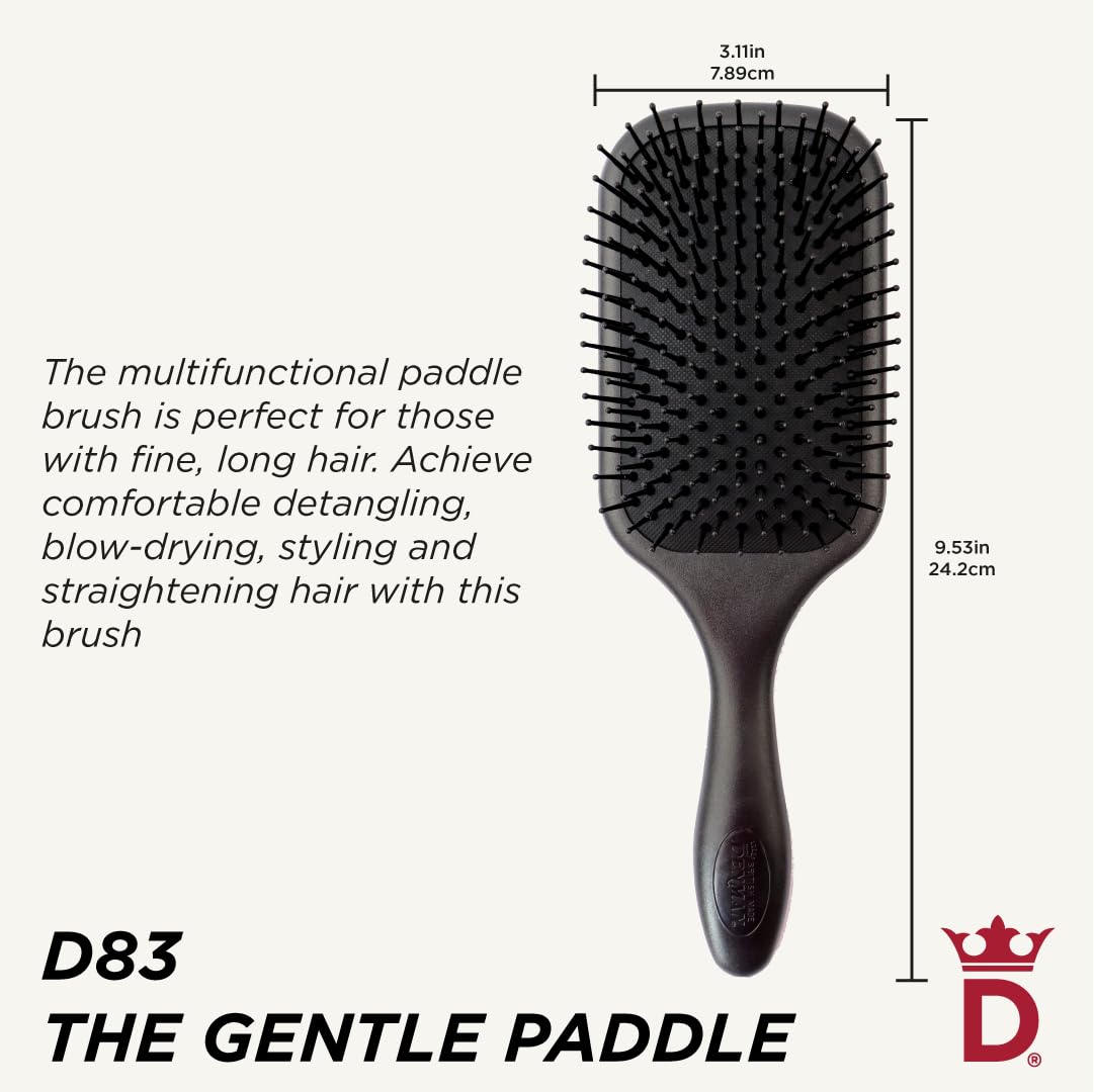 Denman (Black) Large Paddle Cushion Hair Brush for Blow Drying & Detangling - Comfortable Styling, Straightening & Smoothing - For Women and Men, P083