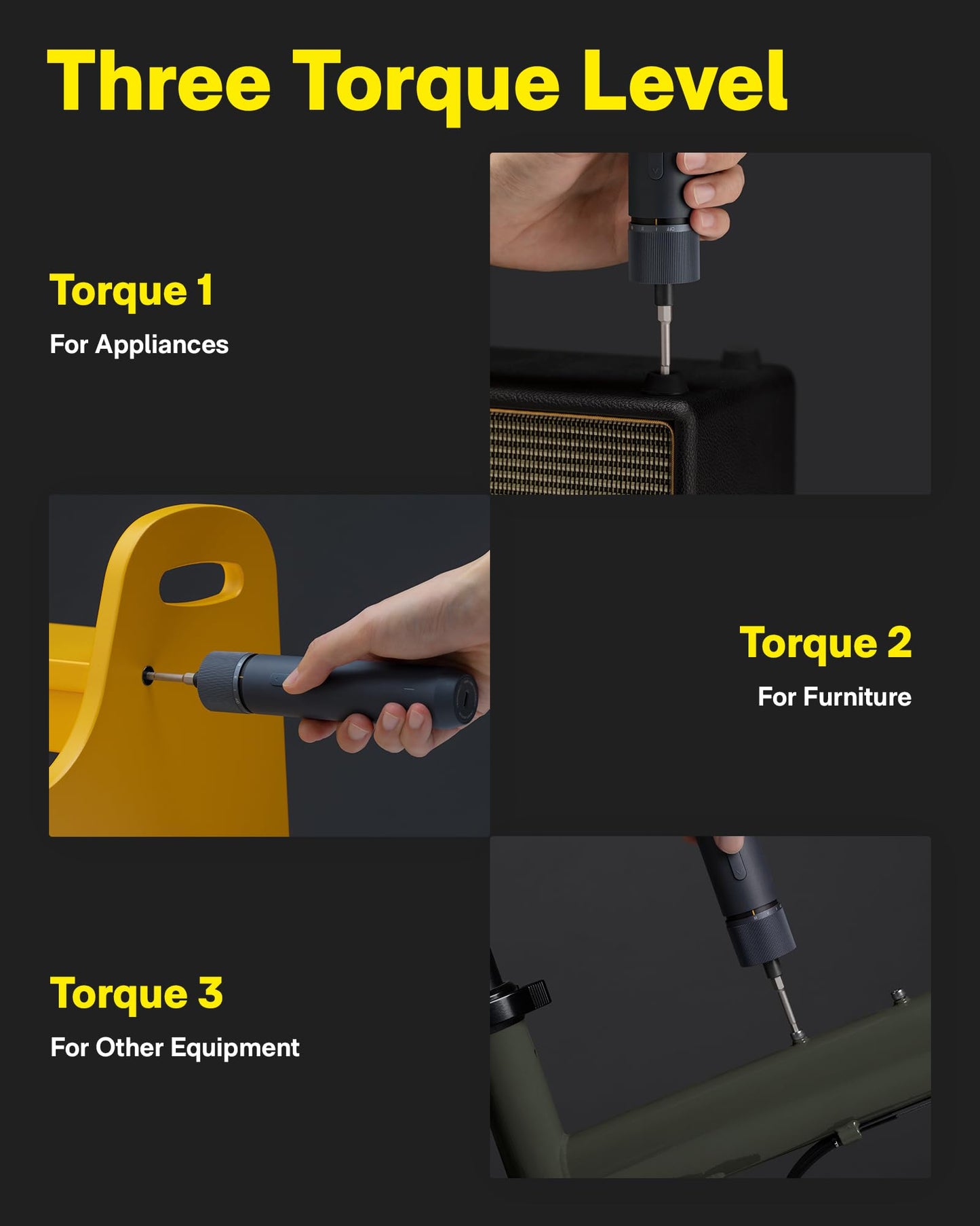 HOTO Electric Screwdriver Set, 3.6V Rechargeable Screwdriver Set with 12 S2-Steel Bits, Cordless Power Screwdriver with LED Light, All-in-One Design, 3 Torque, 4N·m 1500mAh, USB-C Charging
