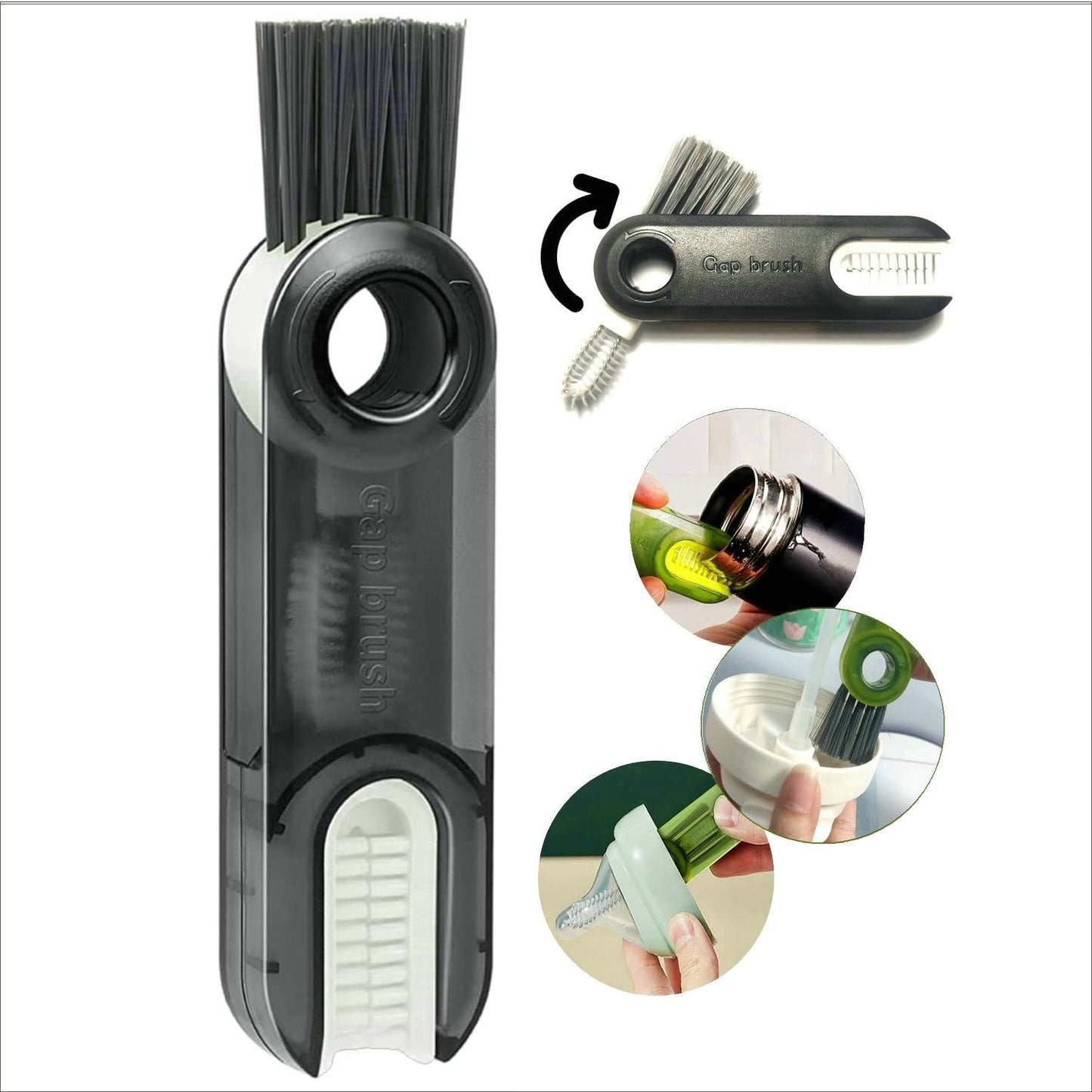 3 in 1 Cup Lid Cleaning Brush Set Multifunctional Bottle Brush Cleaner Tiny Bottle Cup Lid Brush Straw Cleaner Tools Mini Silicone Bottle Cup-Holder Cleaner