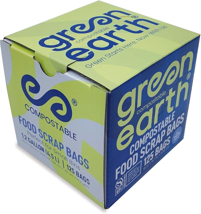 Green Earth Compostable Bags for Countertop Compost Bins, 1.2 Gallon, Extra