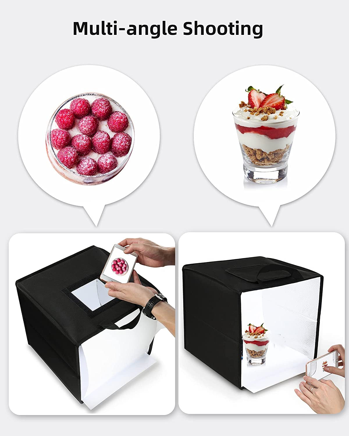 Glendan Mini Photo Studio Light Box, 12"x12" Professional Light Box Photography, Portable Folding Photo Box with CRI >95 112 LED Lights + 6 Kinds Double-Sided Color Backdrops for Product Photography