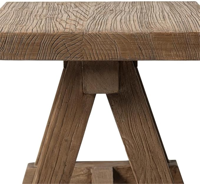 Pemberly Row 18 in Square Reclaimed Elm Side Table, Medium-Dark Brown Finish