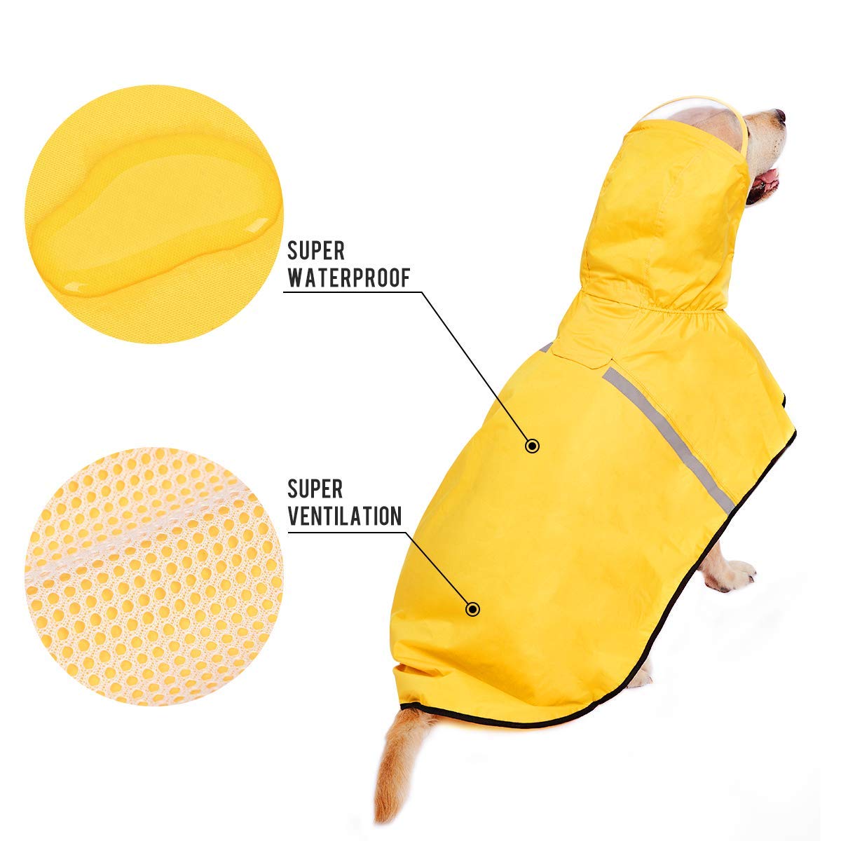 Petco Waterproof Dog Coat with Hood - Breathable, Adjustable, Yellow, 5XL