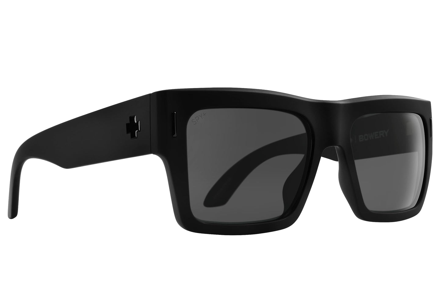SPY Optic Bowery, Square Sunglasses, Color and Contrast Enhancing Lenses, Matte Black - Gray Polarize Lenses