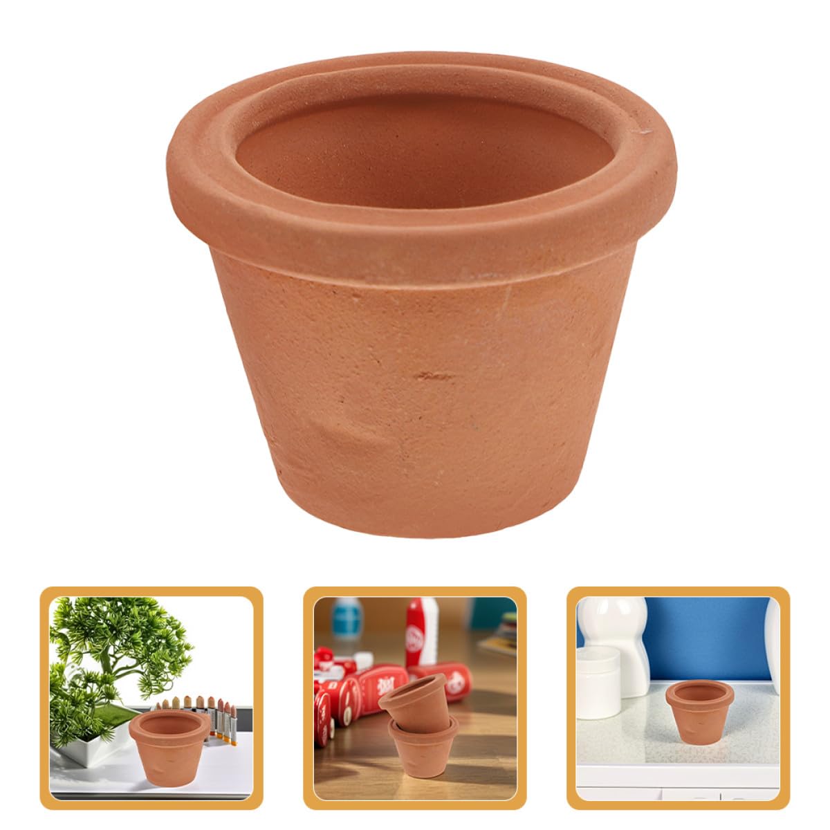 SHINEOFI 3pcs Mini Ceramic Succulent Planters Natural Terracotta Small Pots for Indoor Cactus Herbs Compact Desk Shelf Window Sill Decor Nordic Home Office Accents