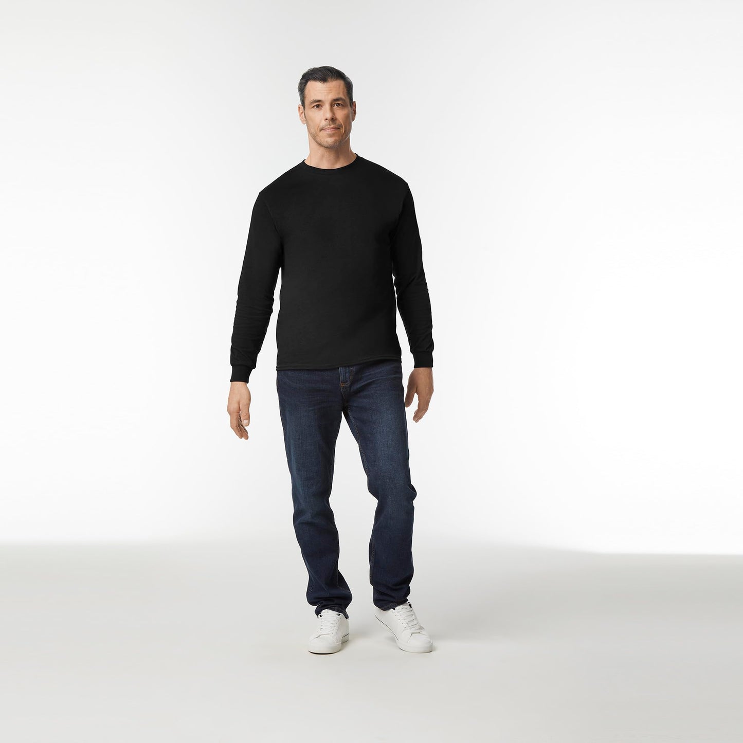 Gildan Men's Heavy Cotton Long Sleeve T-Shirt, Style G5400, 2-Pack, Black, Medium