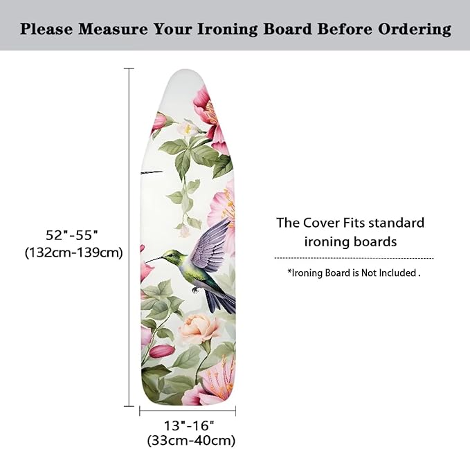 Sprowallow Hummingbird Flower Ironing Board Cover and Pad Full Size Scorch