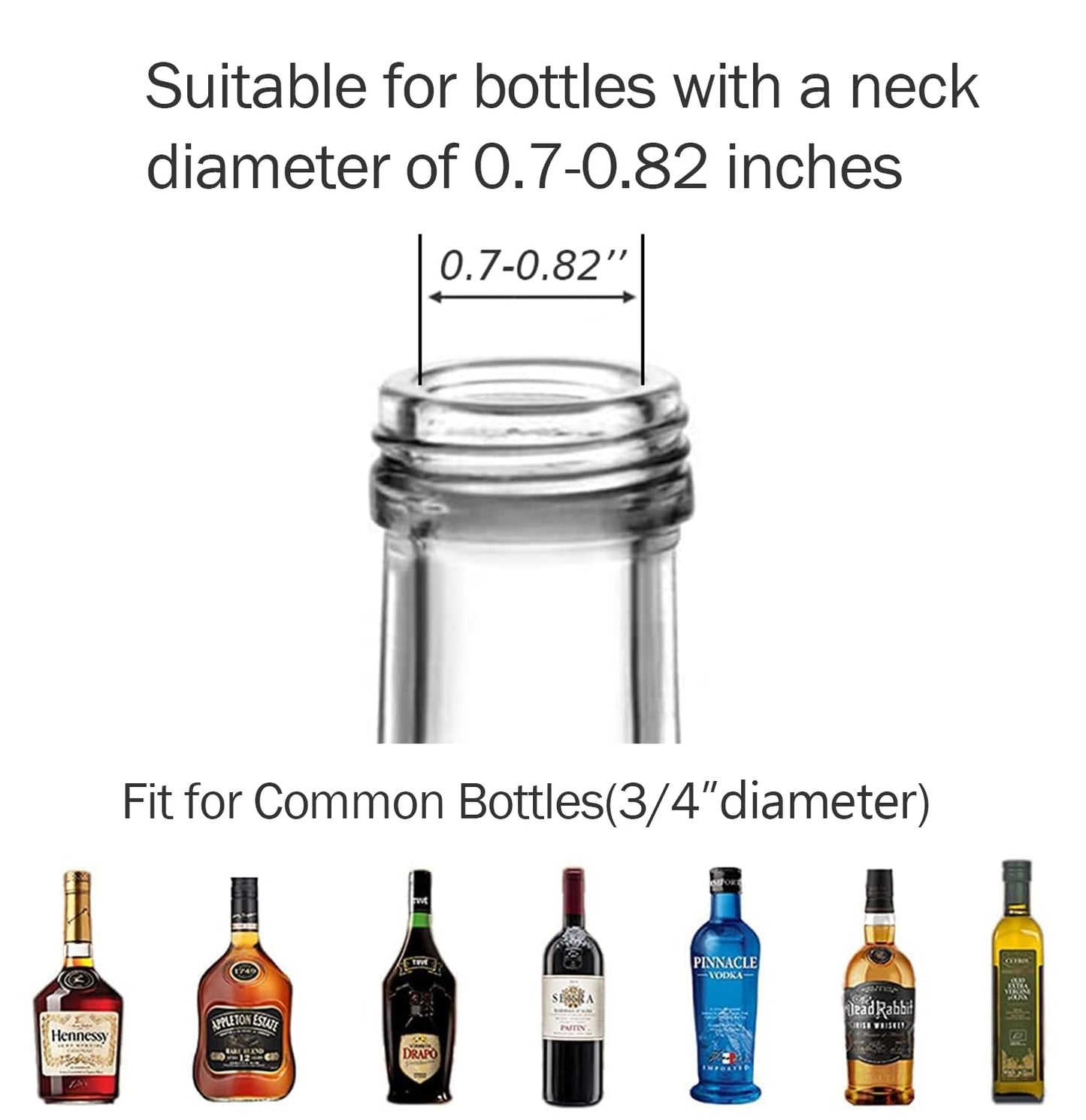 Delove Olive Oil Bottle Pourer Spout Set - Easily Turn Your Bottles into Dispensers for Liquor, Vinegar, Syrup or Oils - (4 Spout-L+Funnel)