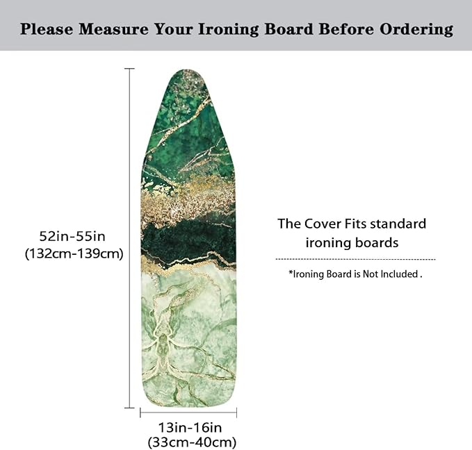 ZDCUSTOM Green Marble Table Top Ironing Board Cover Standard Ironing Board Cover