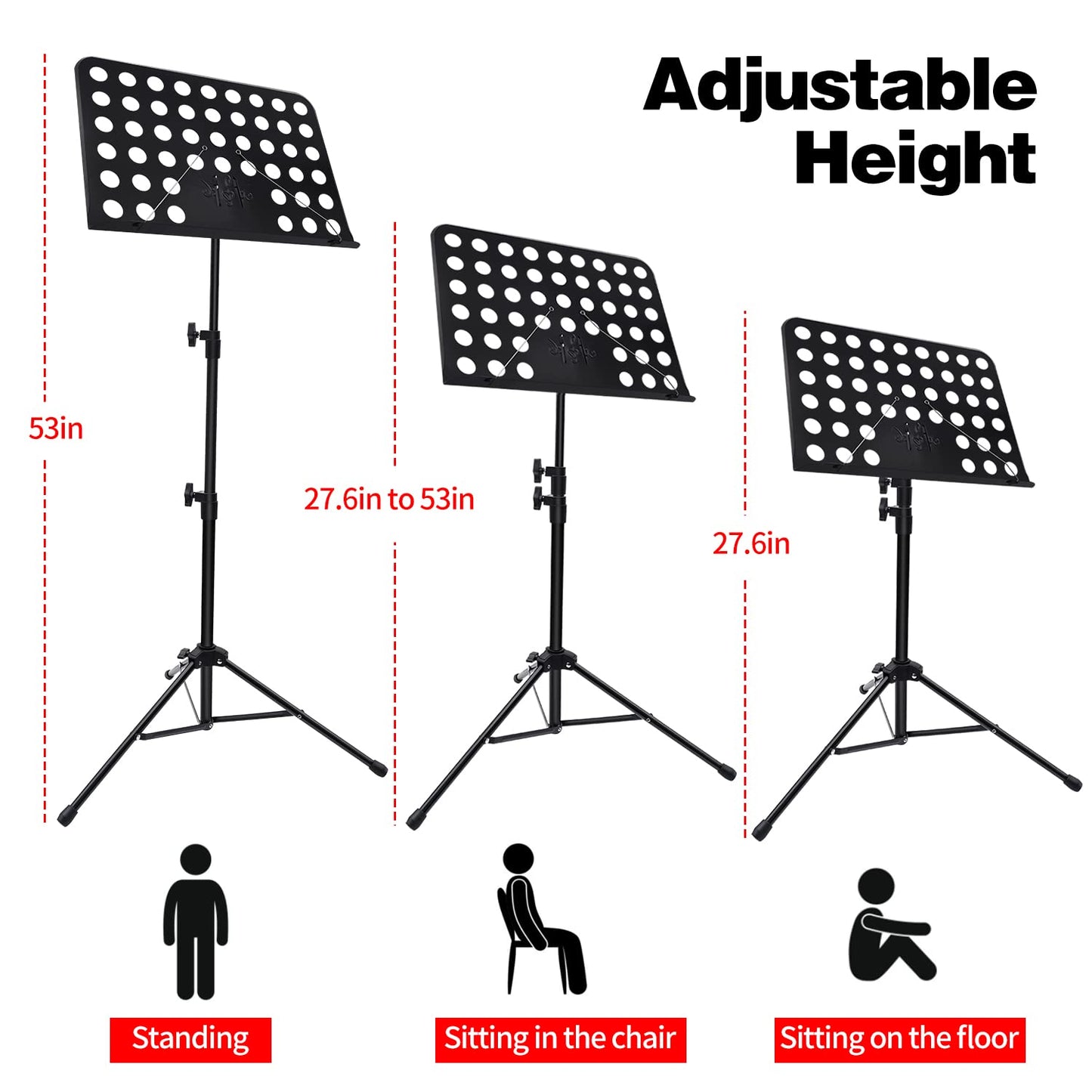 1/2/3 Pack Sheet Music Stand, Adjustable Music Stand with Carrying Bag, Professional Music Book Holder Music Sheet Clip Holder for Guitar, Ukulele, Violin Players(Standard Version, 1 Pack)