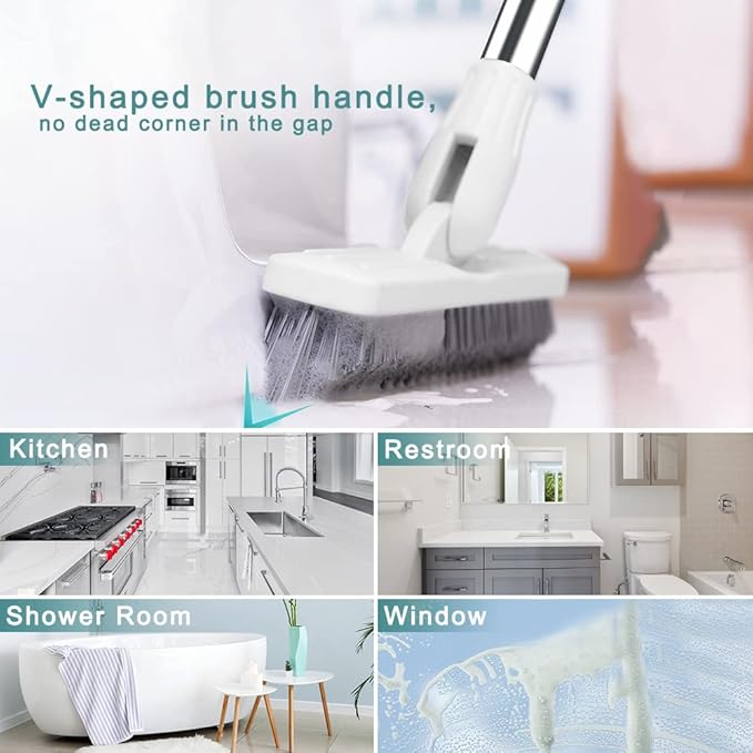Affogato Floor Scrub Brush Bathroom Long Handle Bathtub Push Broom Shower Tile