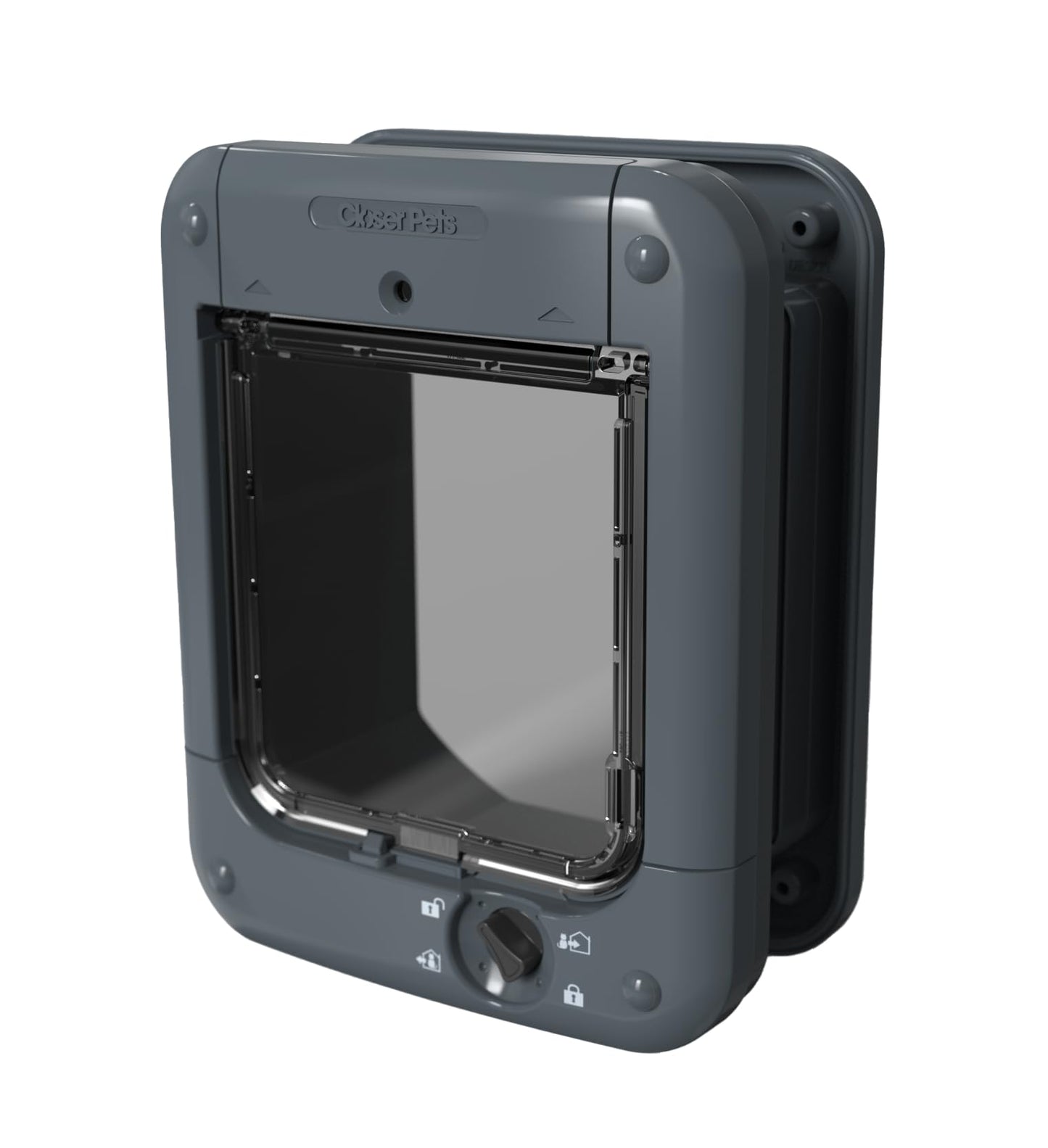 Closer Pets Microchip Activated Cat Door for Entry Control of up to 30 Cats - ISO and AVID Compatible - (Grey)