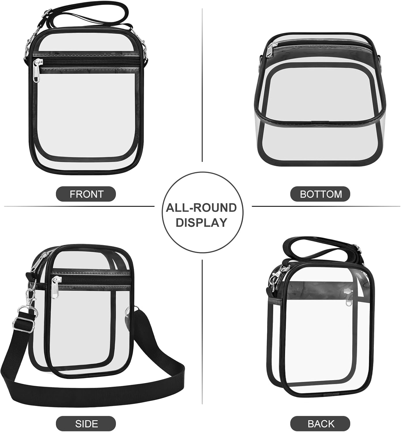 USPECLARE Clear Purse Stadium Transparent Messenger Bag Stadium Approved for Men and Women Clear CrossBody Bag