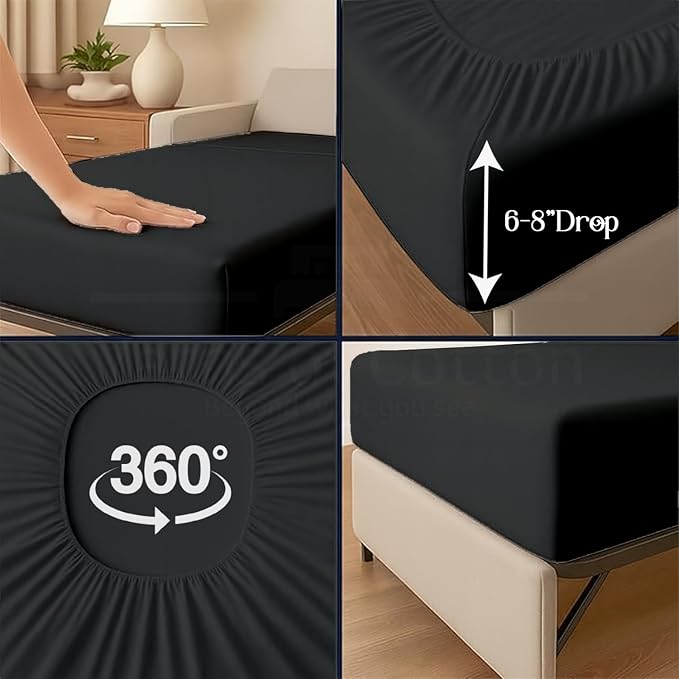 Sleeper Sofa Bed Sheet, 100% Cotton 400 Thread Count, 4 Piece Set, Deep Pocket