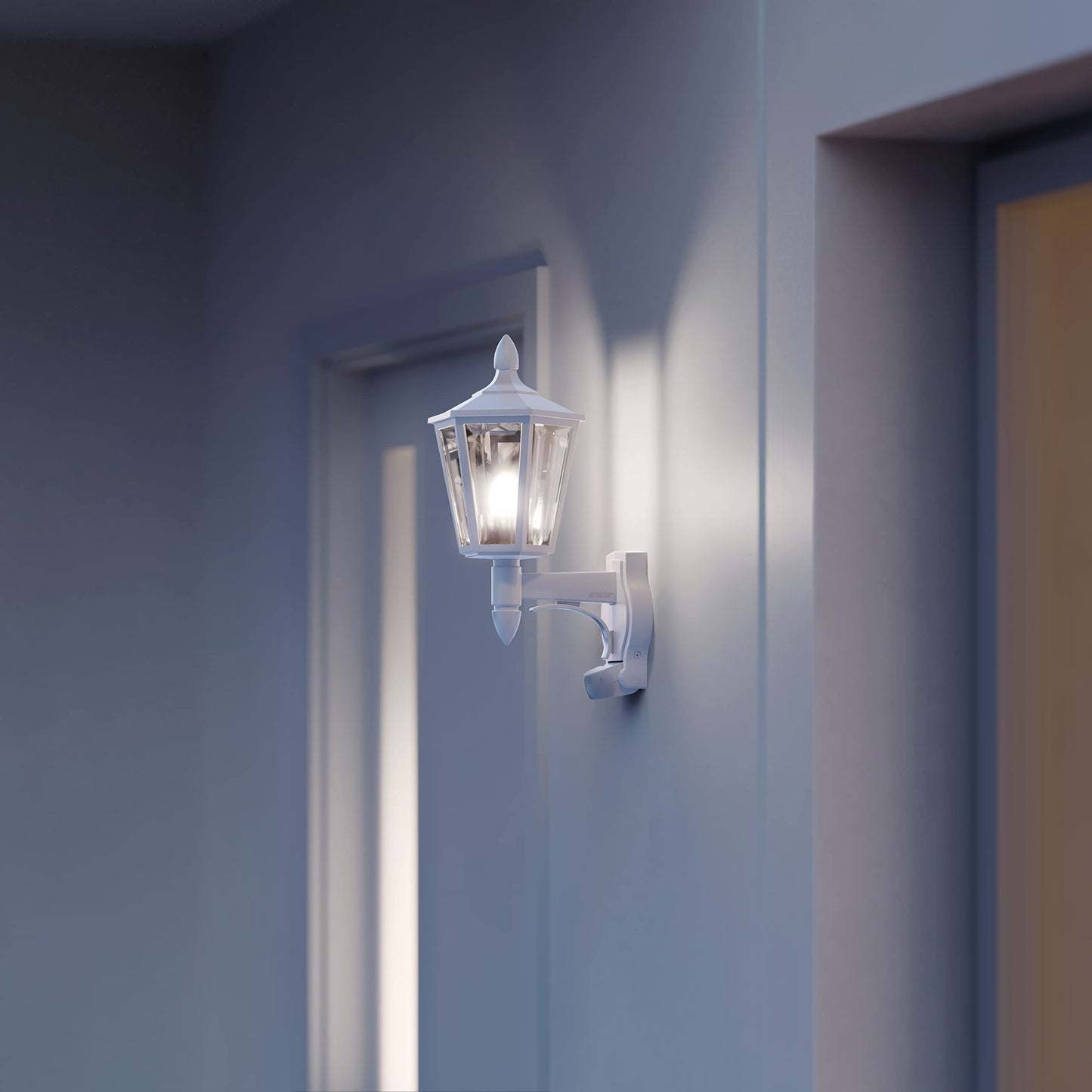 Steinel Outdoor Wall Light L 15 S white- 180° Motion Sensor, 10 m Reach,max. 60 W, Classic Design, for Entrance and Fronts