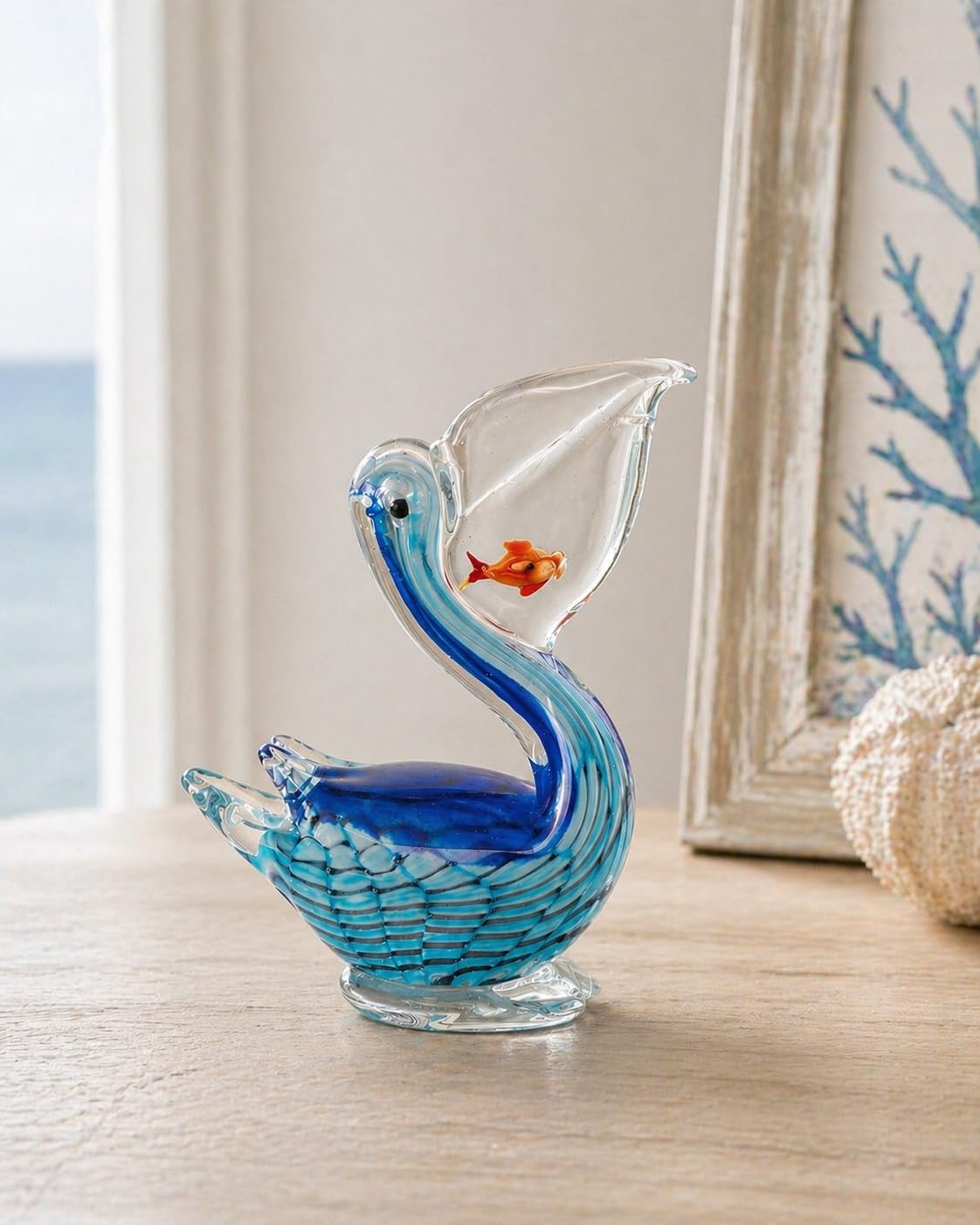Beachcombers Pelican Glass Figurine 5" x 7"