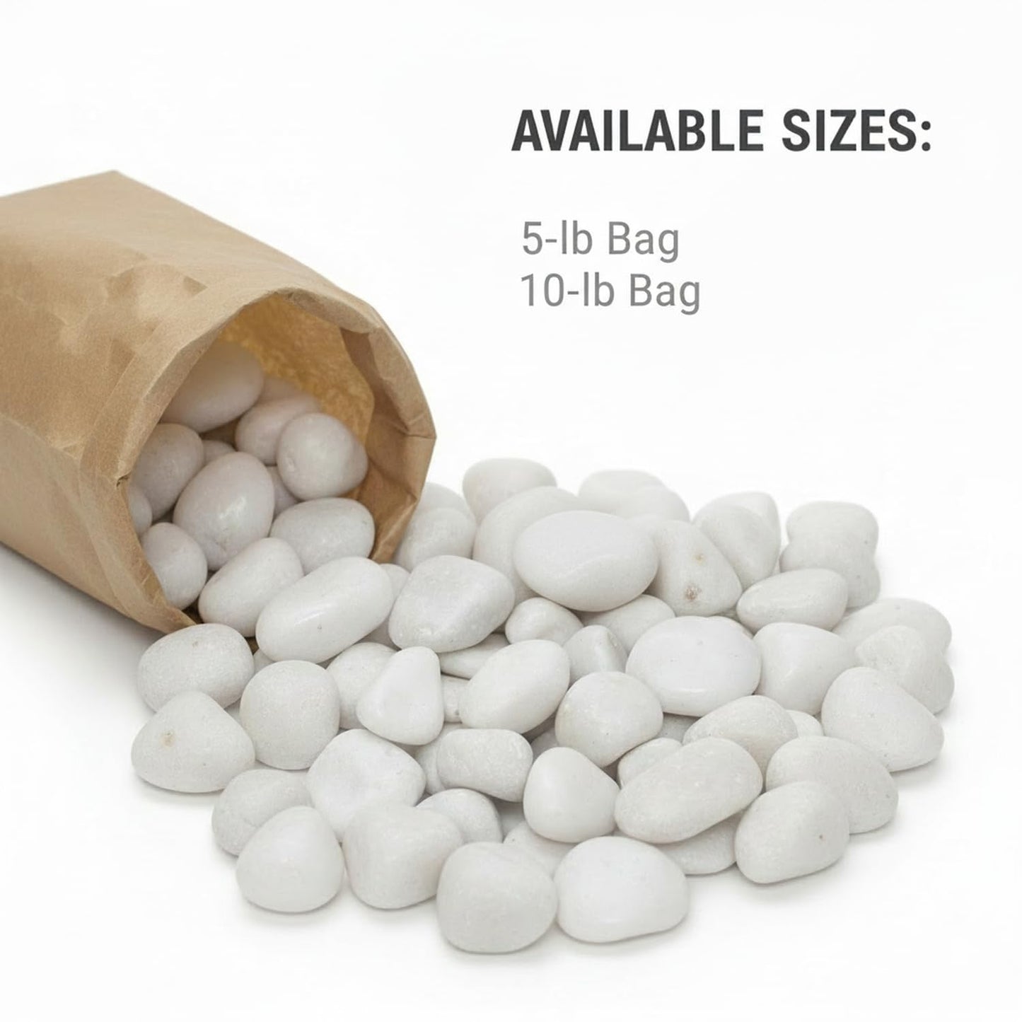 Midwest Hearth Decorative Polished White Stones, 1 to 2 Inch Natural River Pebbles, Vase Filler, Succulent, Fairy Garden, Flower Arrangement, Landscaping, Eco-Friendly, Non-Toxic, 5-lb Bag