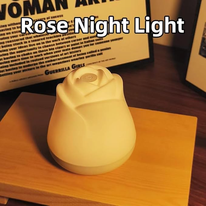 Rose Night Light, 3 Brightness Touch Control Dimmable LED Bedside Lamp, Portable Table Uplights Gift for Men Women Teens Kids Children Sleeping Aid(1 Pack)