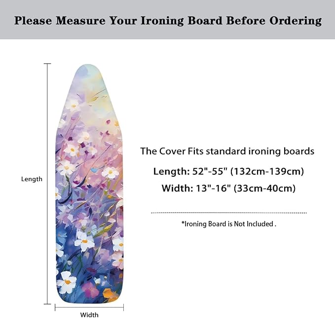 Daisy Print Ironing Board Pad, Extra Thick Heavy Duty Pad Covers