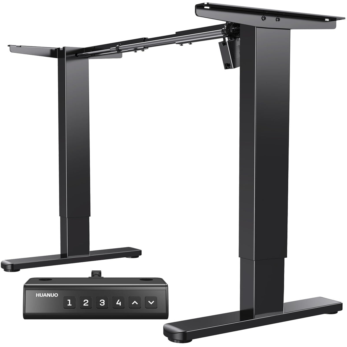 HUANUO Standing Desk Frame with 220lbs Powerful Brushless Motor, Thick T-Shaped Adjustable Desk Legs Made of Automotive-Grade Steel, for Max 75″ x 35″ Desktop, for Home Office, Black Frame Only