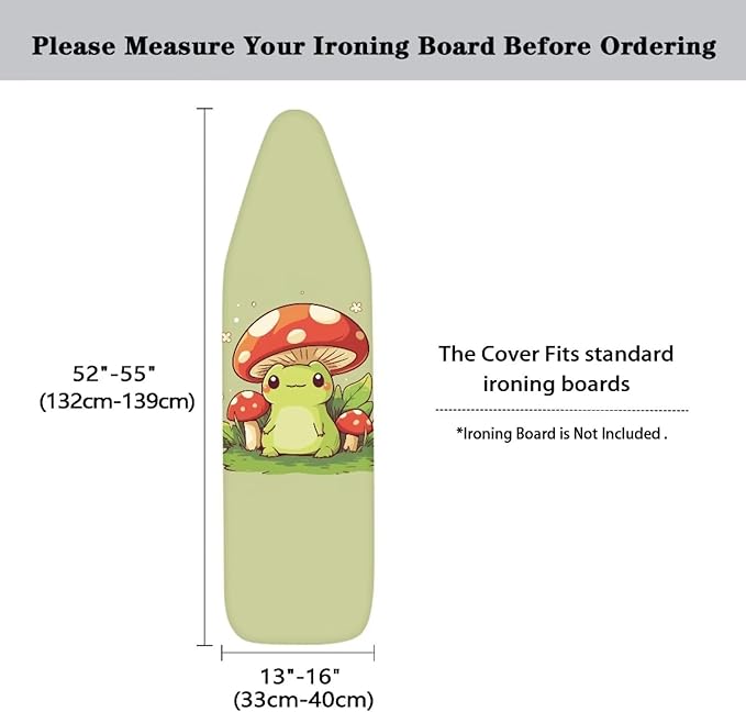 Cute Mushroom Frog Ironing Board Cover and Pad 15x54 Heavy Duty Padding