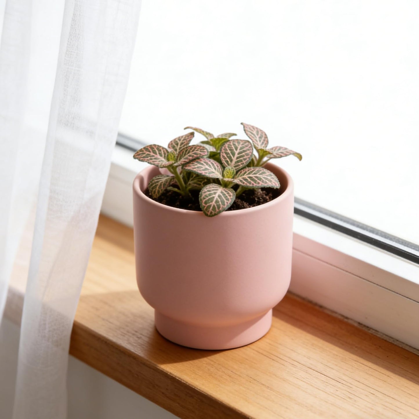 LB Pink Ceramic Plant Pots for Indoor Plants, Succulent Planters Ceramic Plant Pot, Cute Flower Pots for Living Room Office Home Decor, Round Flower Pot of 4.3 Inch(Plant Not Included)