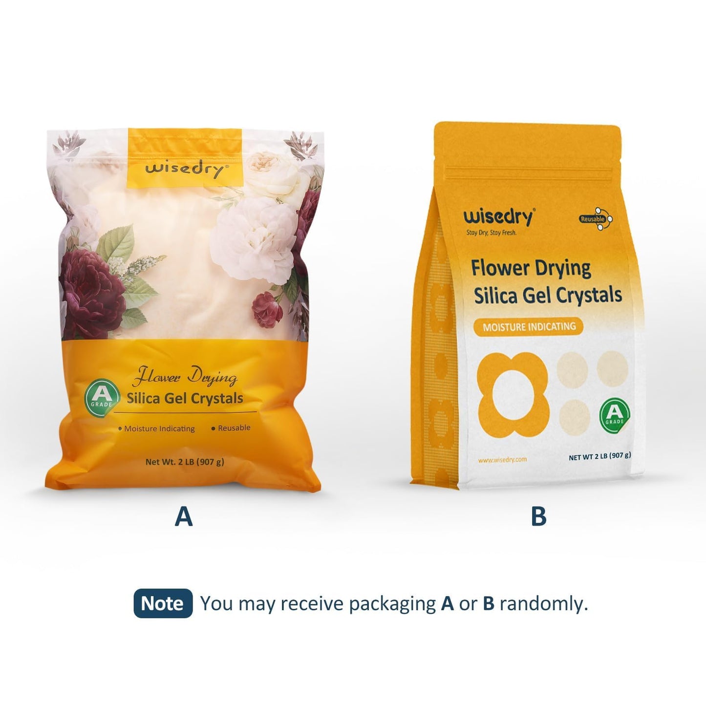 wisedry Silica Gel for Drying Flowers 2 LBS (0.9KG), Fine Crystals < 1mm, Color Indicating Desiccant, Reusable Silica Sand