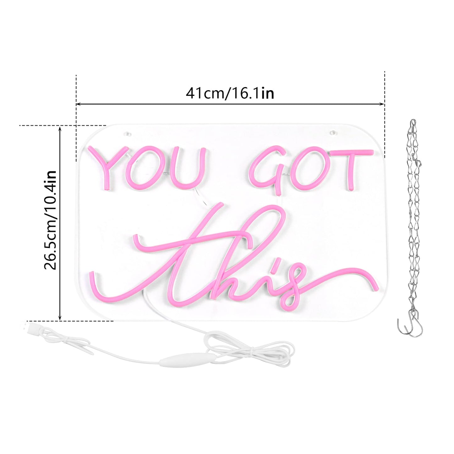 TOPQUALI You Got This Neon Sign,You Got This Sign,You Got This Wall Decor, Led Pink Quotes Motivational Neon Sign for Gym,Office Teamwork,Home Family Sayings,Gifts 16.1 * 10.4Inch