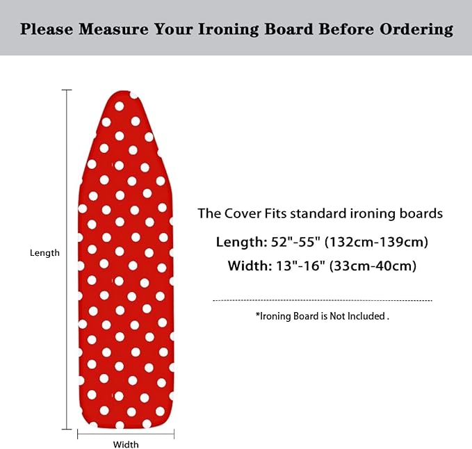 Dot Red Ironing Board Cover and Pad Standard Ironing Board Cover