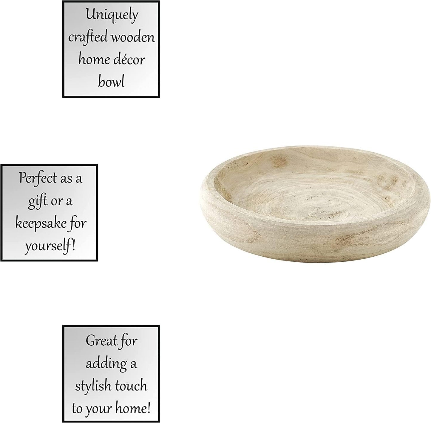 BOLTCORRSE Wooden Decorative Bowl β Hand Carved Natural Wood Fruit Bowl, Rustic Farmhouse Dough Bowl Decor, Wooden Serving Bowl for Coffee Table, Entryway Key Bowl or Kitchen Centerpiece