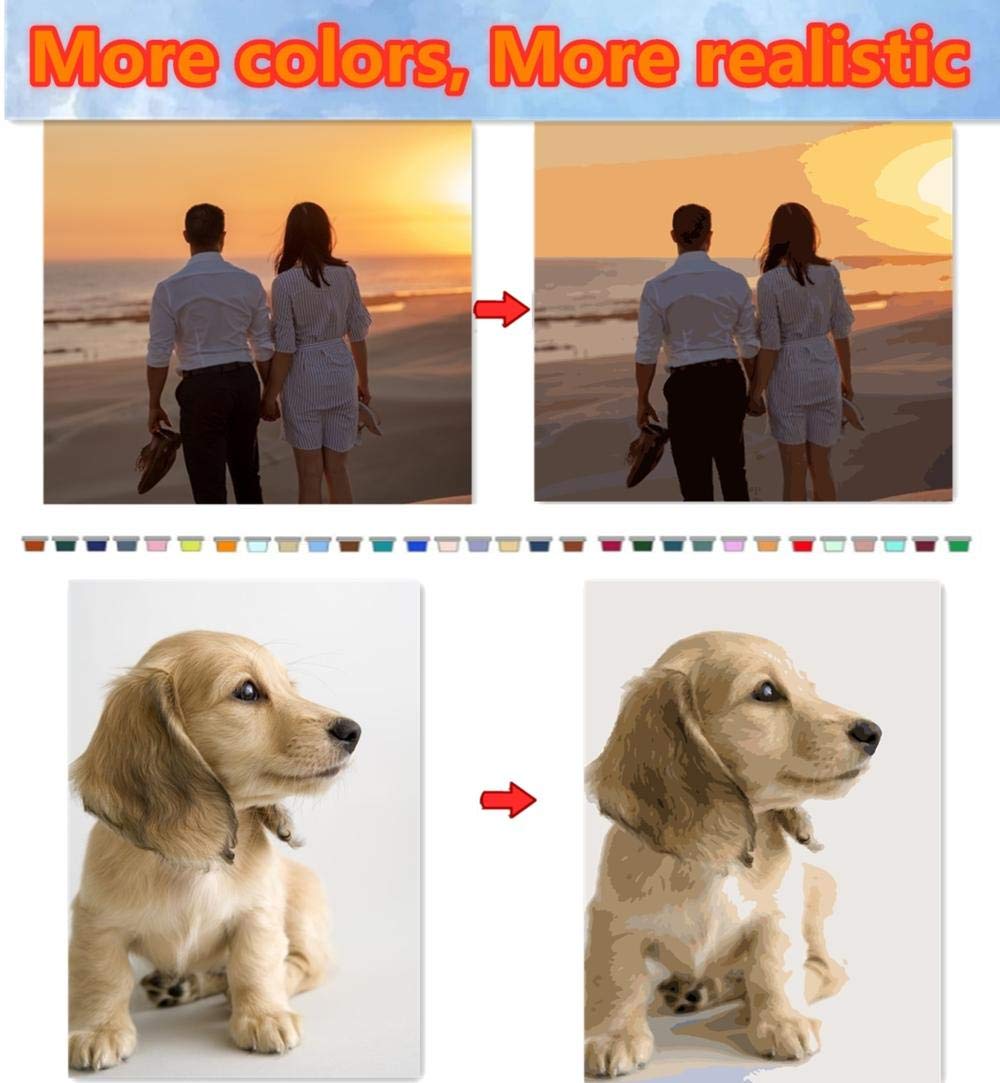 Personalised Paint by Numbers Photo Custom Paint by Numbers Kit,DIY Digital Paint by Numbers Kits for Children, Adult Beginners,Drawing Canvas with Brushes and Acrylic(40CM*50CM 36Colors No Frame)