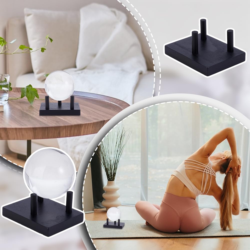 UNICRAFTALE 2 Sets Wooden Rock Display Stand Black Three Prong Rock Holders Crystal Display Stand Easel Holder for Spheres Geode Gemstones Fossils Minerals Agate 4.14x3.16x1.79 Inch