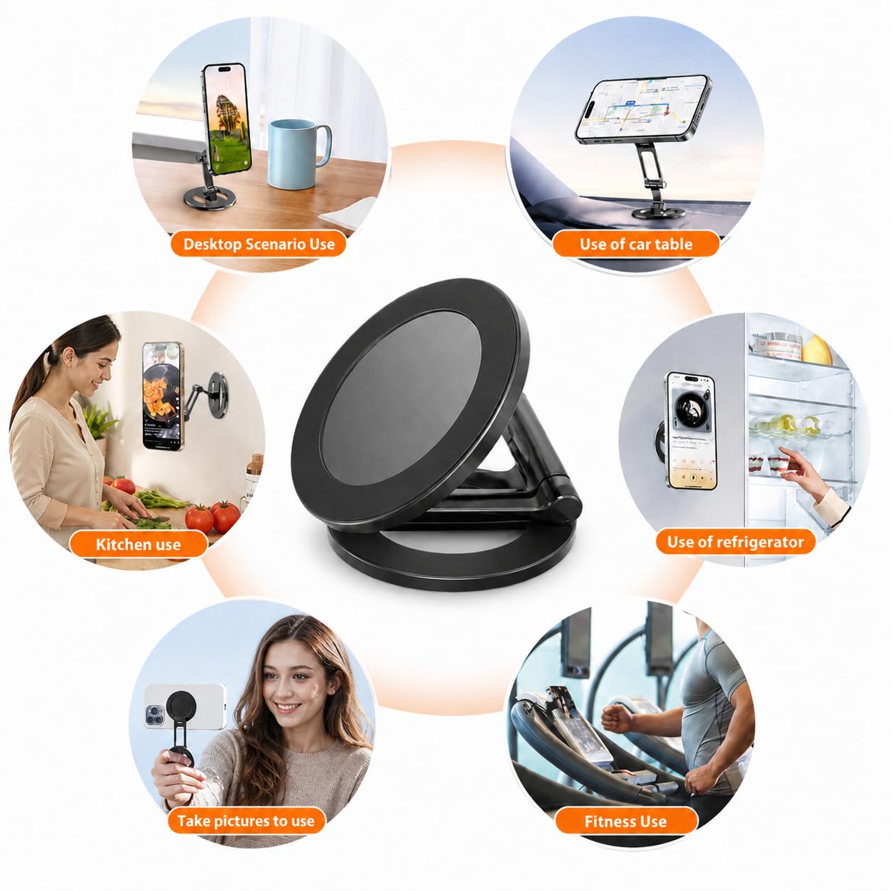 HM² Magnetic Phone Holder for Gym Equipment, Magnetic Phone Mount for Golf Cart, Car & Desk, Magnetic Phone Mount for MagSafe, Strong N55 Magnet, Foldable Adjustable Stand for iPhone 17-12