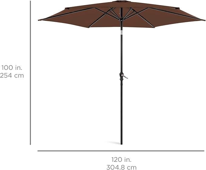 Best Choice Products 10ft Outdoor Table Compatible Steel Polyester Market Patio Umbrella w/Crank and Easy Push Button Tilt