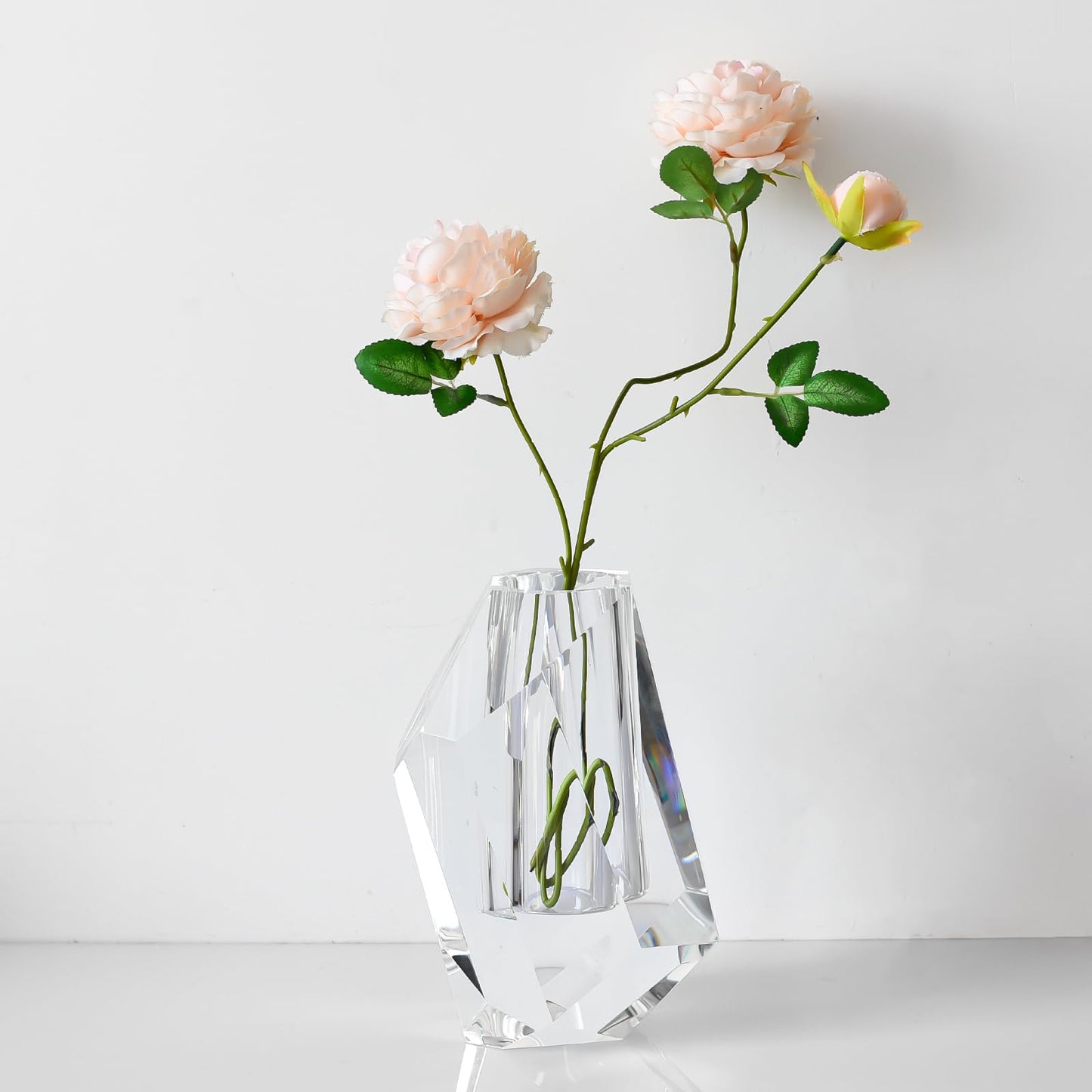 Marvala Flower Vases, Premium Clear Modern Crystal Vase, Anniversary Centerpiece, Crafted for Table, Home Decoration, Wedding or Luxury Gifts