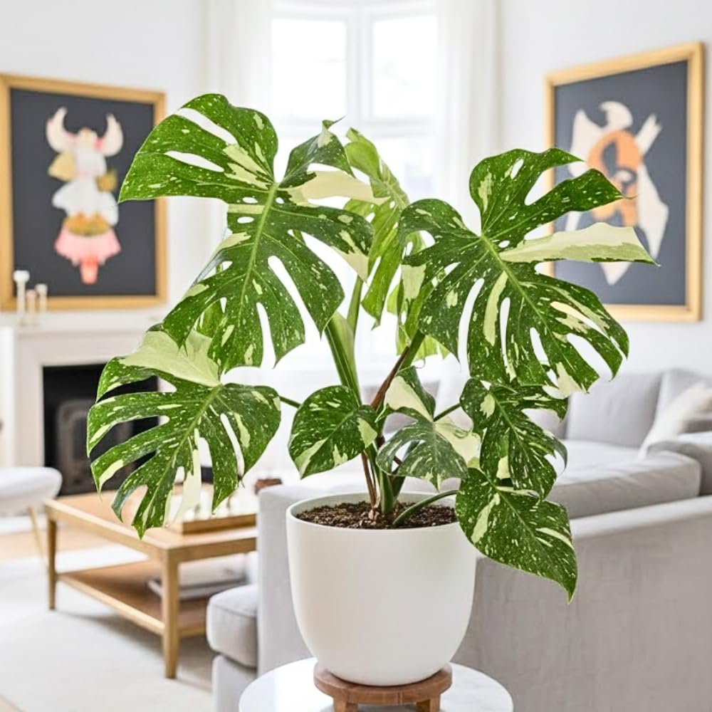 Constellation Monstera Plant Live, Variegated Thai Monstera Deliciosa, Variegated Leaves, Live Indoor Plant, 4–6 Inches Starter Plant for Indoor Houseplant