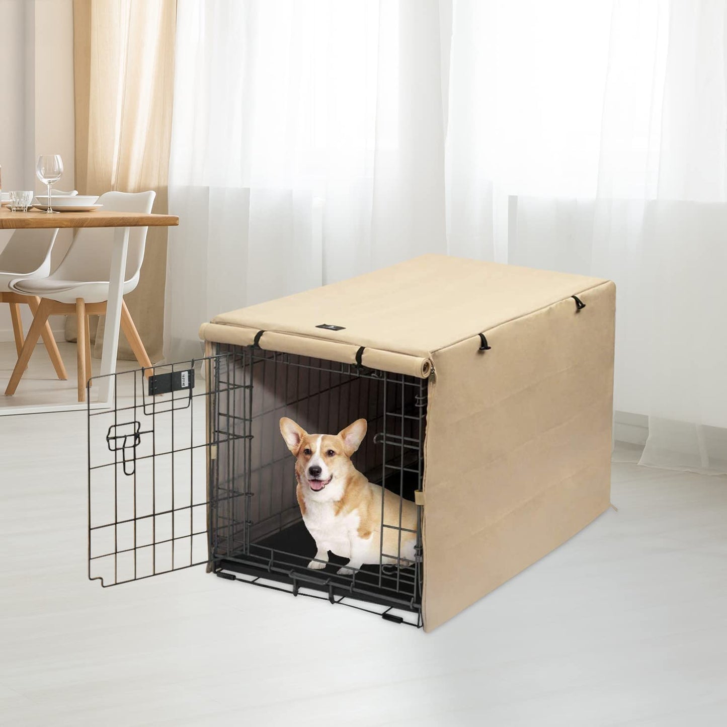 X-ZONE PET Double Door Dog Crate Cover - Polyester Pet Kennel Cover (Fits 24 30 36 42 48 inches Wire Crate)