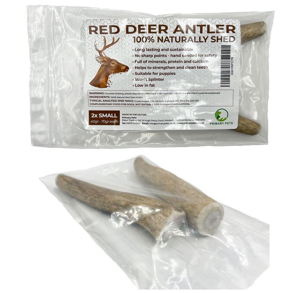 Two Antler Chews for Puppies, SMALL, Sustainable, Naturally Shed, Deer Antlers, Puppy Toys, Small Dog Toys