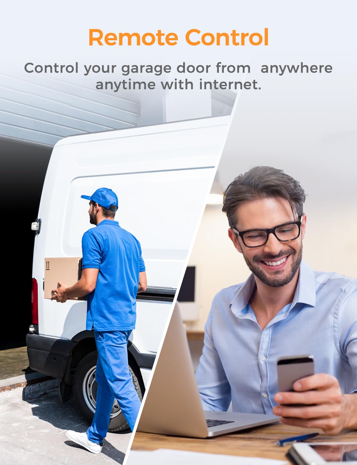 Smart Wi-Fi Garage Door Opener, Compatible with Apple HomeKit, Siri, Alexa & Google Assistant, Carplay, App Remote Control, Only Support 2.4GHz Networks