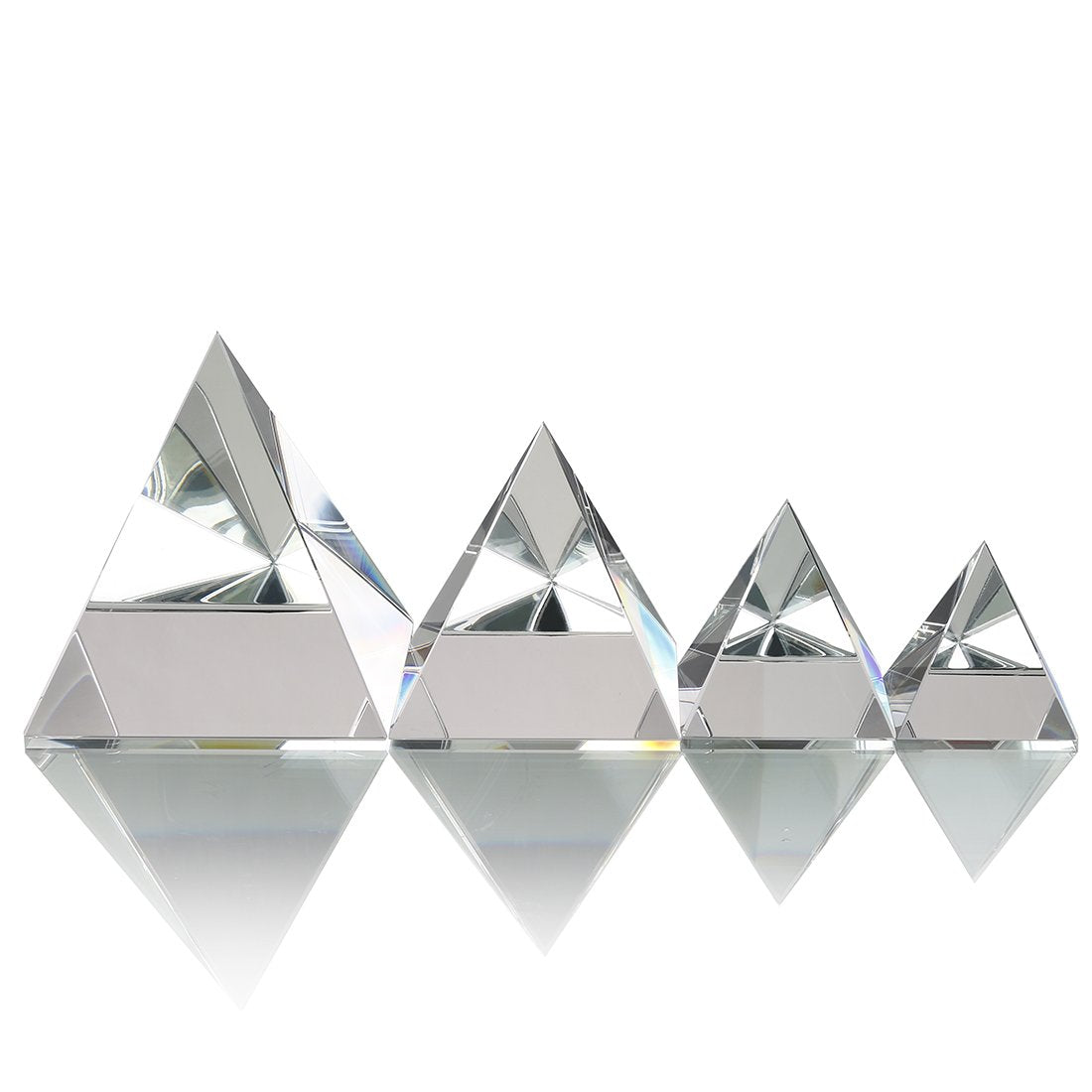 H&D HYALINE & DORA 4.3" H Large Clear Crystal Pyramid Paperweight with Gift Box for Prosperity