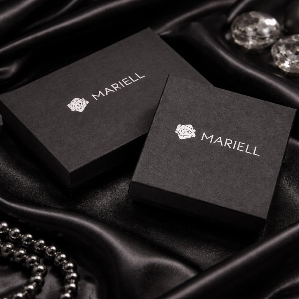 Mariell 14K Rose Gold Plated Wedding Necklace & Earrings Jewelry Set with Freshwater Pearl for Bridesmaids & Brides
