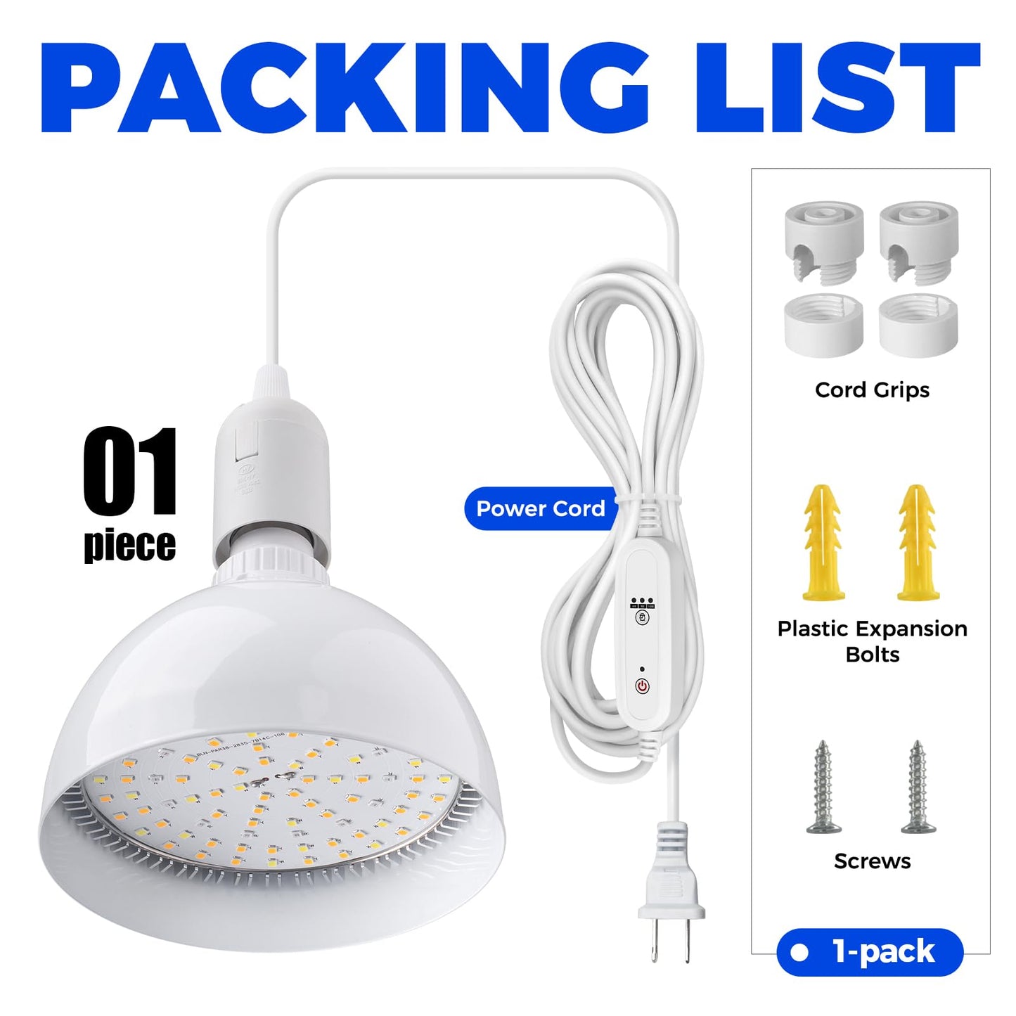 Barrina Hanging Grow Lights for Indoor Plants, 25W Full Spectrum, with Timer and 16.4FT Power Cord, Pendant Plant Lights for Indoor Growing, Large Tall Plant, Garden, Flowers, Greenhouse