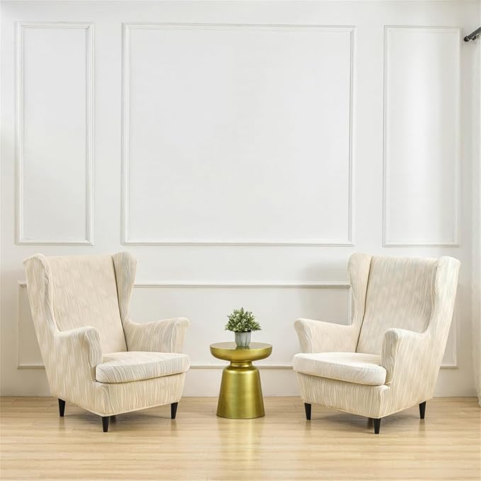 KRFOONN Stretch Wing Chair Slipcovers Printed 2 Piece Wingback Chair Covers
