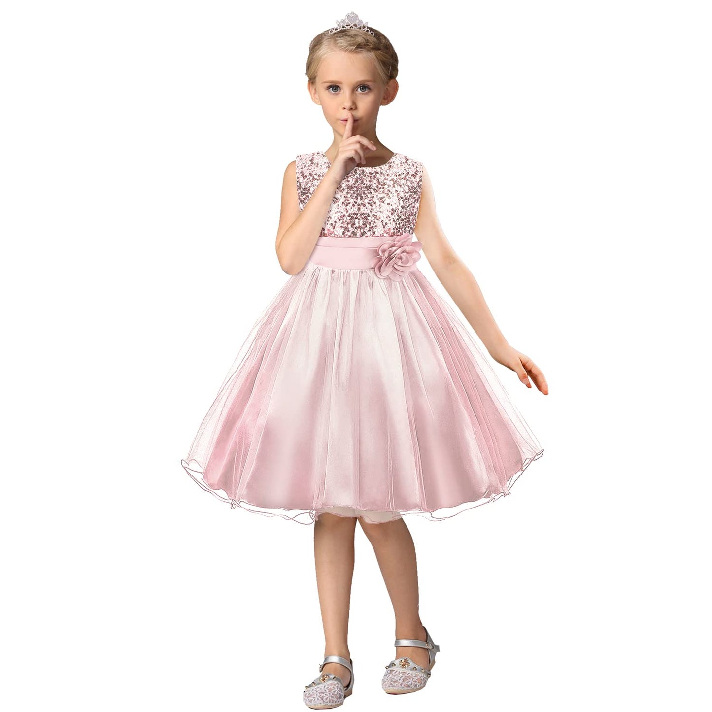 Acecharming Girls Dresses Sequin Flower Girls Party Dress Bridesmaid Ball Gown Wedding Tulle 3-10 Years
