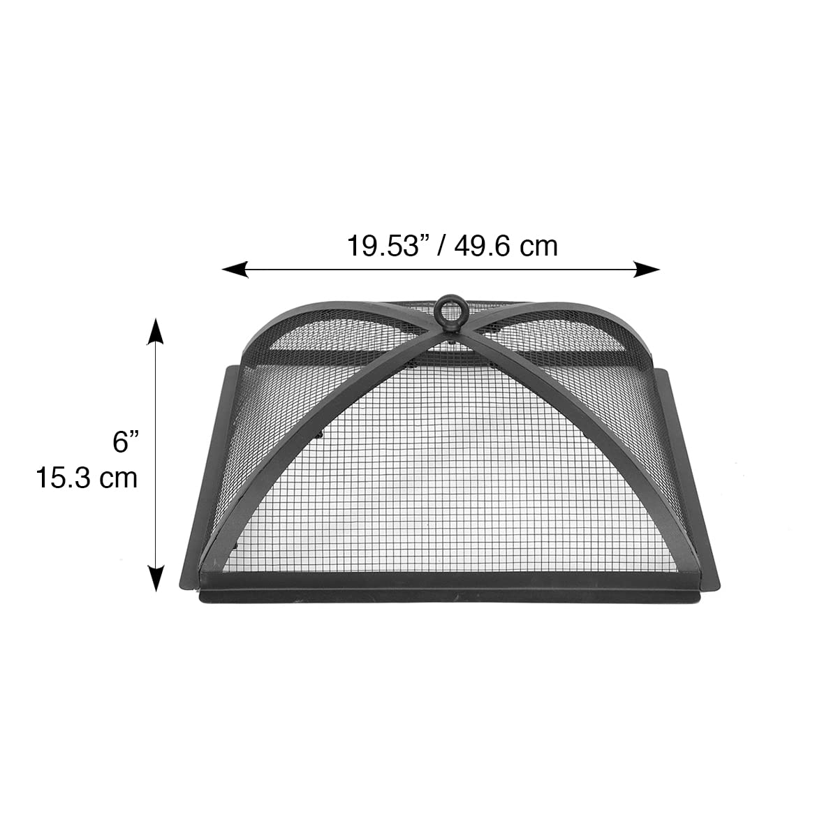 Blue Sky Outdoor Living Square Domed Steel Spark Screen and Screen Lift for 22" Square Peak Patio Fire Pit, Black