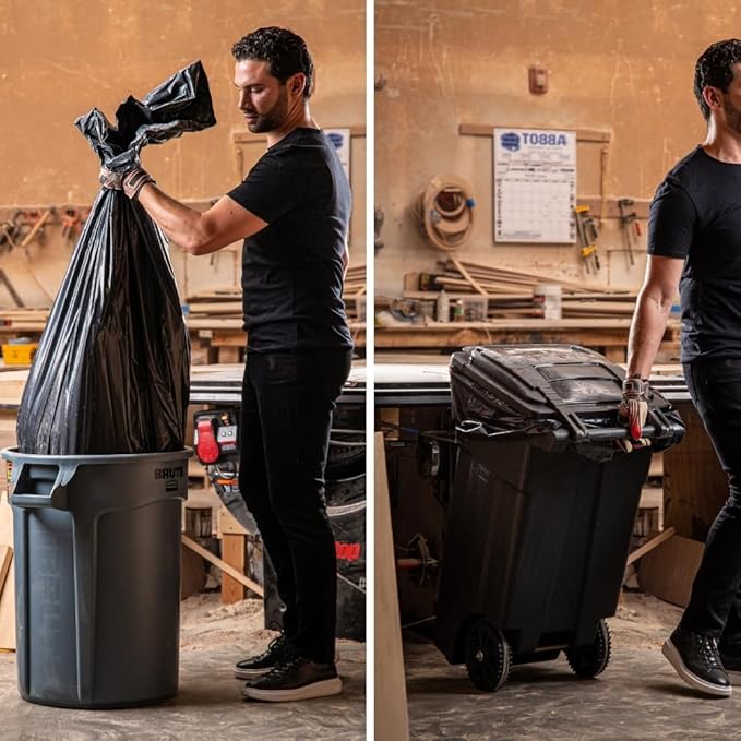 Plasticplace 95-96 Gallon Heavy Duty Black Trash Bags
