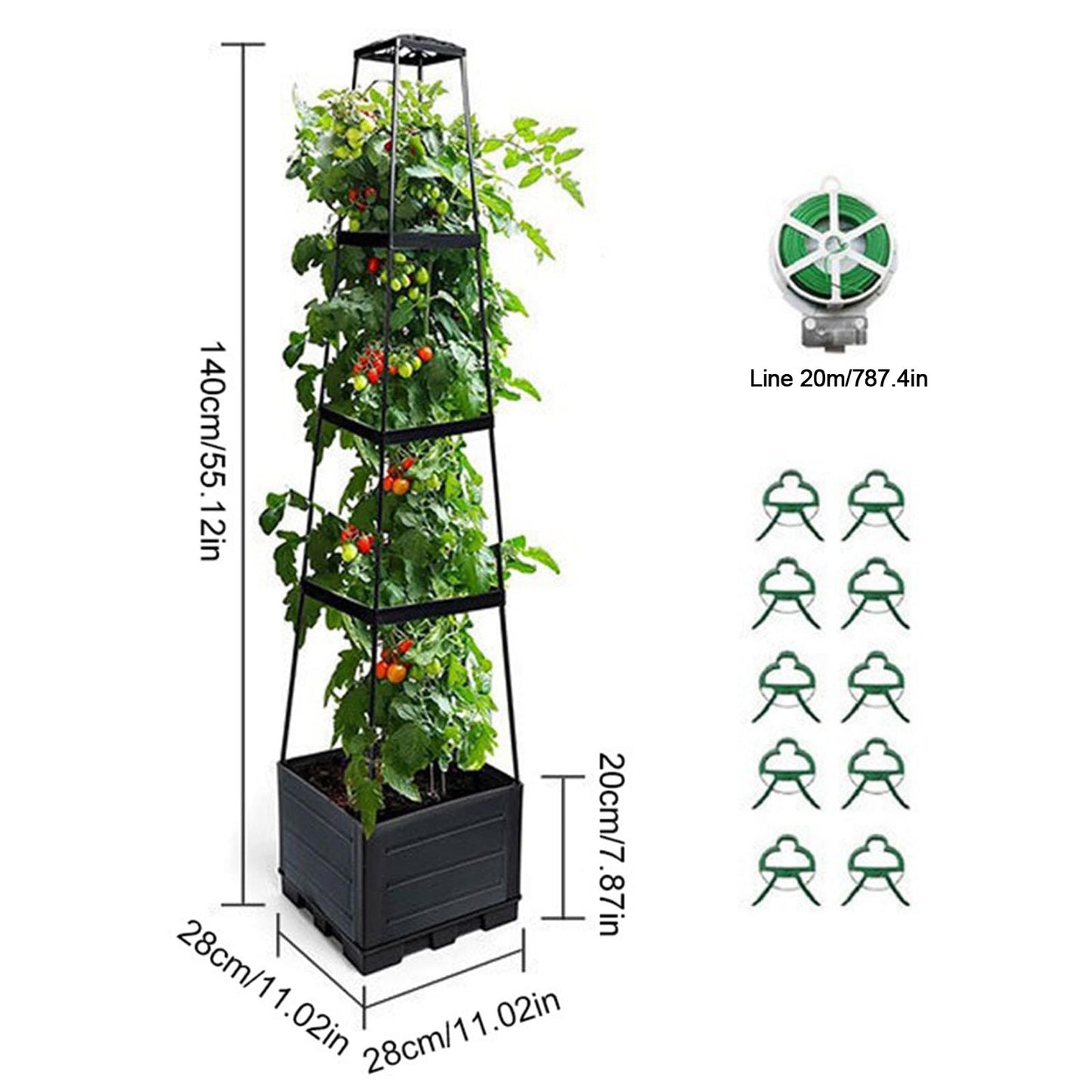 Raised Garden Bed with Trellis - Self-Watering Planter Box for Tomatoes, Vegetables & Flowers, Weather-Resistant for Patio & Greenhouse