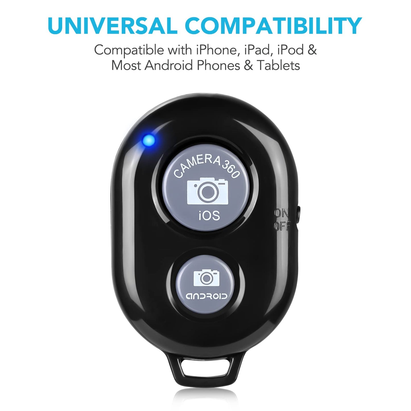 2 Pack Wireless Camera Remote Control - Wireless Remote for iPhone & Android Phones iPad iPod Tablet, Clicker for Photos & Videos, Wrist Strap Included
